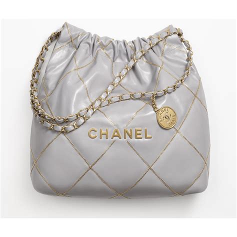 chanel 22 light grey|Chanel 22 small handbag, Shiny calfskin & gold.